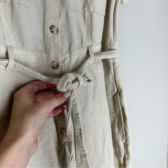 Rails Callie Linen Blend Jumpsuit Size M Women’s Cream Beige Collared Buttoned - Picture 11 of 15